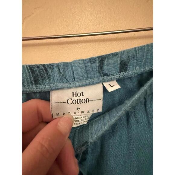 hot cotton marc ware linen pants turquoise Sz.L  100% Linen Floral design - Picture 5 of 6